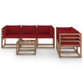 Conjunto Lounge para Jardim com Almofadões Vermelho Tinto 6 pcs