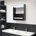 Armário Espelhado Casa de Banho LED 50x14x60 cm Cinza Brilhante