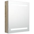 Armário Espelhado Casa de Banho LED 50x14x60 cm Branco/carvalho
