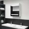Armário Espelhado Casa de Banho LED 50x14x60cm Branco Brilhante