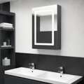 Armário Espelhado Casa de Banho LED 50x13x70cm Cinza Brilhante