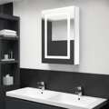 Armário Espelhado Casa de Banho LED 50x13x70cm Branco Brilhante