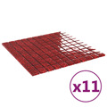 Ladrilhos de Mosaico Adesivos 11 pcs 30x30 cm Vidro Vermelho