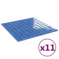 Ladrilhos de Mosaico Adesivos 11 pcs 30x30 cm Vidro Azul