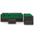 Conjunto Lounge Jardim + Almofadões Madeira Impreg. Cinzento 6 pcs