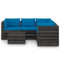 Conjunto Lounge Jardim + Almofadões Madeira Impreg. Cinzento 6 pcs