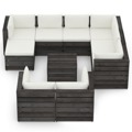 Conjunto Lounge Jardim + Almofadões Madeira Impreg. Cinzento 10pcs