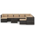 Conjunto Lounge Jardim + Almofadões Madeira Impreg. Cinzento 11pcs