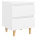 Mesa de Cabeceira C/ Pernas de Pinho Maciço 40x35x50 cm Branco