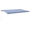 Toldo Automático LED e Sensor de Vento 500x300 cm Azul e Branco