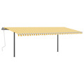 Toldo Retrátil Manual com LED 6x3,5 M Amarelo e Branco