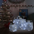 Caixas de Presente de Natal Decorativas 3 pcs Int/ext. Prateado