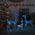 Família de Renas Decorativa 300 Luzes LED Azuis Acrílico