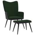 Cadeira de Descanso com Banco Pvc e Veludo Verde-escuro
