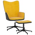 Cadeira de Descanso com Banco Pvc e Veludo Amarelo Mostarda