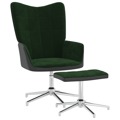 Cadeira de Descanso com Banco Pvc e Veludo Verde-escuro
