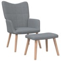 Cadeira de Descanso + Banco 62x68,5x96cm Tecido Cinzento-claro