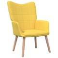 Cadeira de Descanso com Banco Tecido Amarelo Mostarda