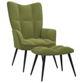 Cadeira de Descanso com Banco Veludo Verde-claro