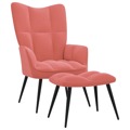 Cadeira de Descanso com Banco Veludo Rosa