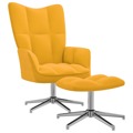 Cadeira de Descanso com Banco Veludo Amarelo Mostarda