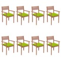 Cadeiras de Jardim Empilháveis C/ Almofadões 8 pcs Teca Maciça