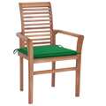 Cadeiras de Jantar C/ Almofadões Verdes 6 pcs Teca Maciça