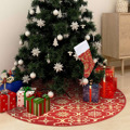 Saia de árvore de Natal Luxuosa 150 cm com Meia Tecido Vermelho