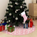 Saia de Árvore de Natal Luxuosa 90 cm com Meia Tecido Rosa