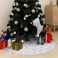 Saia de árvore de Natal Luxuosa 90 cm com Meia Tecido Branco