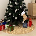 Saia de árvore de Natal Luxuosa 122 cm com Meia Tecido Amarelo