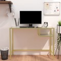 Mesa de Computador Branco e Dourado 100x36x74 cm Vidro