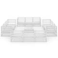 Conjunto Lounge de Jardim Pinho Maciço Branco 13 pcs