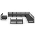 Conjunto Lounge de Jardim Pinho Maciço Preto 13 pcs