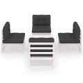 Conjunto Lounge de Jardim C/ Almofadões Pinho Maciço 5 pcs