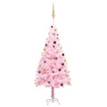 Árvore de Natal Artificial C/ Luzes LED e Bolas 210 cm Pvc Rosa