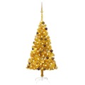 Árvore Natal Artificial C/ Luzes LED e Bolas 120cm Pet Dourado