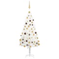 Árvore de Natal Artificial com Luzes LED e Bolas 150 cm Branco