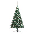 Meia Árvore de Natal Artificial C/ Luzes LED e Bolas 120 cm Verde