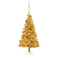 Árvore Natal Artificial C/ Luzes LED e Bolas 120cm Pet Dourado