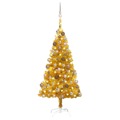 Árvore Natal Artificial C/ Luzes LED e Bolas 150 cm Pet Dourado