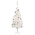 Árvore de Natal Artificial com Luzes LED e Bolas 120 cm Branco