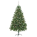 Árvore de Natal Artificial com Luzes LED e Bolas 210 cm Verde