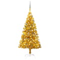 Árvore Natal Artificial C/ Luzes Led/bolas 150 cm Pet Dourado