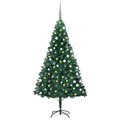 Árvore de Natal Artificial C/ Luzes LED e Bolas 120cm Pvc Verde