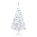 Árvore Natal Artificial C/ Luzes LED e Bolas 180 cm Pvc Branco