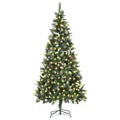 Árvore de Natal Artificial com Luzes LED e Pinhas 210 cm