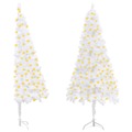 árvore Natal Artificial de Canto com Luzes LED 120cm Pvc Branco