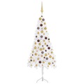 árvore Natal Artif. Canto C/ Luzes Led/bolas 120 cm Pvc Branco