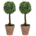Plantas Bolas de Buxo Artificiais C/ Vasos 2 pcs 33 cm Verde